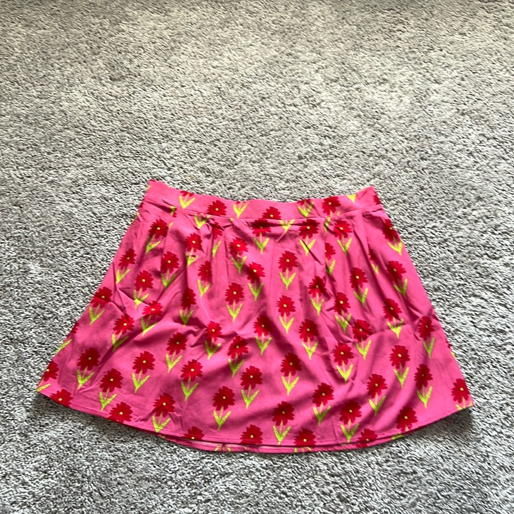 Pink Plus Size Floral Skirt